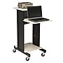 Oklahoma Sound PRC Series 4-Shelf Metal Mobile Presentation Cart with Lockable Wheels, Black/Ivory Wood (PRC200)~#|#~sp121246419_sc7