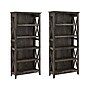 Bush Furniture Key West 66"H 5-Shelf Bookcase with Adjustable Shelves, Dark Gray Hickory Wood, 2/Set (KWS046GH)~#|#~sp123542900_sc7