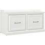 Bush Furniture Woodland 40W Shoe Storage Bench with Doors, White Ash (WDS140WAS-03)~#|#~sp123622168_sc7