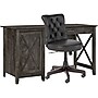 Bush Furniture Key West 54"W Computer Desk with Storage and Mid-Back Tufted Office Chair, Dark Gray Hickory (KWS020GH)~#|#~sp123622281_sc7