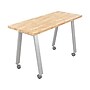MooreCo Compass Makerspace 72" Table with Butcher Block, Beige/Platinum (91696-B-BUTCHER)~#|#~sp131850186_sc7