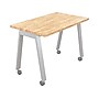 MooreCo Compass Makerspace 60" Table with Butcher Block, Beige/Platinum (91696-C-BUTCHER)~#|#~sp131850190_sc7