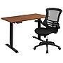 Flash Furniture Regent Manor 48"W Rectangular Adjustable Standing Electric Desk with Office Chair, Mahogany/Black (BNBLX5STDR)~#|#~sp133534937_sc7