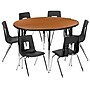 Flash Furniture Emmy 48" Round Activity Table Set, Height Adjustable, Oak/Black (XUG16CHA48HCOTA)~#|#~sp133534948_sc7