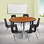 Flash Furniture Emmy 48" Round Activity Table Set, Height Adjustable, Oak/Black (XUG16CHA48HCOTA)~#|#~sp133534955_sc7