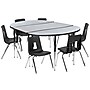 Flash Furniture Emmy Oval Wave Activity Table Set, 47.5" x 76", Height Adjustable, Grey/Black (XUG16C304C48GTA)~#|#~sp133534982_sc7