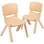 Flash Furniture Plastic School Chair with 10.5" Seat Height, Natural, 2-Pieces (2YUYCX003NAT)~#|#~sp133536721_sc7