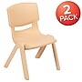 Flash Furniture Plastic School Chair with 10.5" Seat Height, Natural, 2-Pieces (2YUYCX003NAT)~#|#~sp133536746_sc7