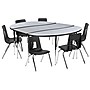 Flash Furniture Emmy Oval Wave Activity Table Set, 60" x 86", Height Adjustable, Grey/Black (XUG16C306C60GTA)~#|#~sp133537057_sc7
