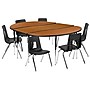 Flash Furniture Emmy Oval Wave Activity Table Set, 60" x 86", Height Adjustable, Oak/Black (XUG16C306C60OTA)~#|#~sp133537090_sc7