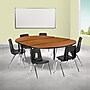 Flash Furniture Emmy Oval Wave Activity Table Set, 60" x 86", Height Adjustable, Oak/Black (XUG16C306C60OTA)~#|#~sp133537105_sc7