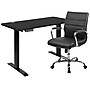 Flash Furniture Park 48"W Rectangular Adjustable Standing Electric Desk with Office Chair, Black (BLN20462286BK)~#|#~sp133537428_sc7