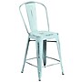 Flash Furniture Carly Contemporary Metal Slat Back Counter Stool, Distressed Green-Blue (ET353424DB)~#|#~sp134504904_sc7