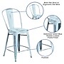 Flash Furniture Carly Contemporary Metal Slat Back Counter Stool, Distressed Green-Blue (ET353424DB)~#|#~sp134504912_sc7