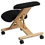 Flash Furniture Posey Armless Ergonomic Fabric/Wood Mobile Kneeling Office Chair, Black (WLSB210)~#|#~sp134594443_sc7