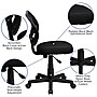 Flash Furniture Neri Armless Ergonomic Mesh Swivel Low Back Task Office Chair, Black (WA3074BK)~#|#~sp137082650_sc7