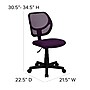 Flash Furniture Neri Armless Ergonomic Mesh Swivel Low Back Task Office Chair, Purple (WA3074PUR)~#|#~sp137083018_sc7