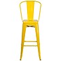 Flash Furniture Commercial Grade 30" High Yellow Metal Indoor-Outdoor Barstool with Removable Back, 4 Pack (4CH3132030GBYL)~#|#~sp137087279_sc7