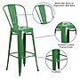 Flash Furniture Commercial Grade 30" High Green Metal Indoor-Outdoor Barstool with Removable Back, 4 Pack (4CH3132030GBGN)~#|#~sp137087363_sc7