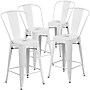 Flash Furniture Commercial 24" High White Metal Indoor-Outdoor Counter Height Stool with Removable Back, 4 Pack (4CH3132024GBWH)~#|#~sp137087480_sc7