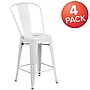 Flash Furniture Commercial 24" High White Metal Indoor-Outdoor Counter Height Stool with Removable Back, 4 Pack (4CH3132024GBWH)~#|#~sp137087488_sc7