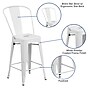 Flash Furniture Commercial 24" High White Metal Indoor-Outdoor Counter Height Stool with Removable Back, 4 Pack (4CH3132024GBWH)~#|#~sp137087491_sc7