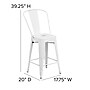 Flash Furniture Commercial 24" High White Metal Indoor-Outdoor Counter Height Stool with Removable Back, 4 Pack (4CH3132024GBWH)~#|#~sp137087494_sc7