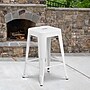 Flash Furniture 24" High Backless White Metal Indoor-Outdoor Counter Height Stool with Square Seat, 4 Pack (4CH3132024WH)~#|#~sp137088070_sc7