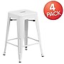 Flash Furniture 24" High Backless White Metal Indoor-Outdoor Counter Height Stool with Square Seat, 4 Pack (4CH3132024WH)~#|#~sp137088074_sc7