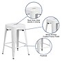 Flash Furniture 24" High Backless White Metal Indoor-Outdoor Counter Height Stool with Square Seat, 4 Pack (4CH3132024WH)~#|#~sp137088086_sc7