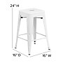Flash Furniture 24" High Backless White Metal Indoor-Outdoor Counter Height Stool with Square Seat, 4 Pack (4CH3132024WH)~#|#~sp137088090_sc7