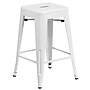 Flash Furniture 24" High Backless White Metal Indoor-Outdoor Counter Height Stool with Square Seat, 4 Pack (4CH3132024WH)~#|#~sp137088098_sc7