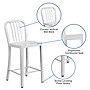Flash Furniture 24" High White Metal Indoor-Outdoor Counter Height Stool with Vertical Slat Back, 2 Pack (2CH6120024WH)~#|#~sp137088511_sc7
