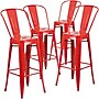 Flash Furniture Commercial Grade 30" High Red Metal Indoor-Outdoor Barstool with Removable Back, 4 Pack (4CH3132030GBRED)~#|#~sp137090760_sc7
