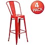 Flash Furniture Commercial Grade 30" High Red Metal Indoor-Outdoor Barstool with Removable Back, 4 Pack (4CH3132030GBRED)~#|#~sp137090780_sc7