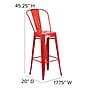 Flash Furniture Commercial Grade 30" High Red Metal Indoor-Outdoor Barstool with Removable Back, 4 Pack (4CH3132030GBRED)~#|#~sp137090788_sc7