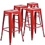 Flash Furniture Commercial Grade 30" High Backless Red Metal Indoor-Outdoor Barstool with Square Seat, 4 Pack (4CH3132030RED)~#|#~sp137090826_sc7