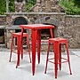 Flash Furniture Commercial Grade 30" High Backless Red Metal Indoor-Outdoor Barstool with Square Seat, 4 Pack (4CH3132030RED)~#|#~sp137090838_sc7