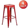 Flash Furniture Commercial Grade 30" High Backless Red Metal Indoor-Outdoor Barstool with Square Seat, 4 Pack (4CH3132030RED)~#|#~sp137090842_sc7