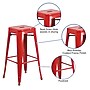 Flash Furniture Commercial Grade 30" High Backless Red Metal Indoor-Outdoor Barstool with Square Seat, 4 Pack (4CH3132030RED)~#|#~sp137090849_sc7