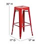 Flash Furniture Commercial Grade 30" High Backless Red Metal Indoor-Outdoor Barstool with Square Seat, 4 Pack (4CH3132030RED)~#|#~sp137090851_sc7