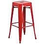 Flash Furniture Commercial Grade 30" High Backless Red Metal Indoor-Outdoor Barstool with Square Seat, 4 Pack (4CH3132030RED)~#|#~sp137090855_sc7