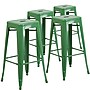 Flash Furniture Commercial Grade 30" High Backless Green Metal Indoor-Outdoor Barstool with Square Seat, 4 Pack (4CH3132030GN)~#|#~sp137090857_sc7
