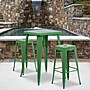 Flash Furniture Commercial Grade 30" High Backless Green Metal Indoor-Outdoor Barstool with Square Seat, 4 Pack (4CH3132030GN)~#|#~sp137090869_sc7