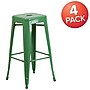Flash Furniture Commercial Grade 30" High Backless Green Metal Indoor-Outdoor Barstool with Square Seat, 4 Pack (4CH3132030GN)~#|#~sp137090873_sc7