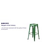 Flash Furniture Commercial Grade 30" High Backless Green Metal Indoor-Outdoor Barstool with Square Seat, 4 Pack (4CH3132030GN)~#|#~sp137090877_sc7