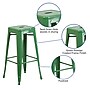 Flash Furniture Commercial Grade 30" High Backless Green Metal Indoor-Outdoor Barstool with Square Seat, 4 Pack (4CH3132030GN)~#|#~sp137090881_sc7