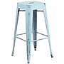Flash Furniture Commercial Grade 30" High Backless Distressed Green-Blue Metal Indoor-Outdoor Barstool, 4 Pack (4ETBT350330DB)~#|#~sp137091756_sc7