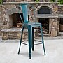 Flash Furniture Commercial 30" High Distressed Kelly Blue-Teal Metal Indoor-Outdoor Barstool with Back, 4 Pack (4ET353430KB)~#|#~sp137092253_sc7