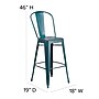 Flash Furniture Commercial 30" High Distressed Kelly Blue-Teal Metal Indoor-Outdoor Barstool with Back, 4 Pack (4ET353430KB)~#|#~sp137092258_sc7